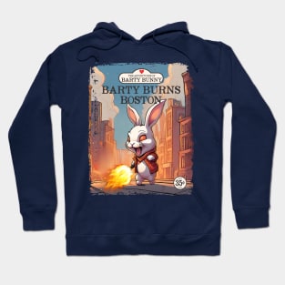 Comic book style fire bunny villain dark humor destruction Hoodie